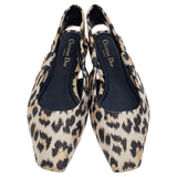 CHRISTIAN DIOR Nylon Leopard Print Mizza Slingback Flats Size 38.5 ladies