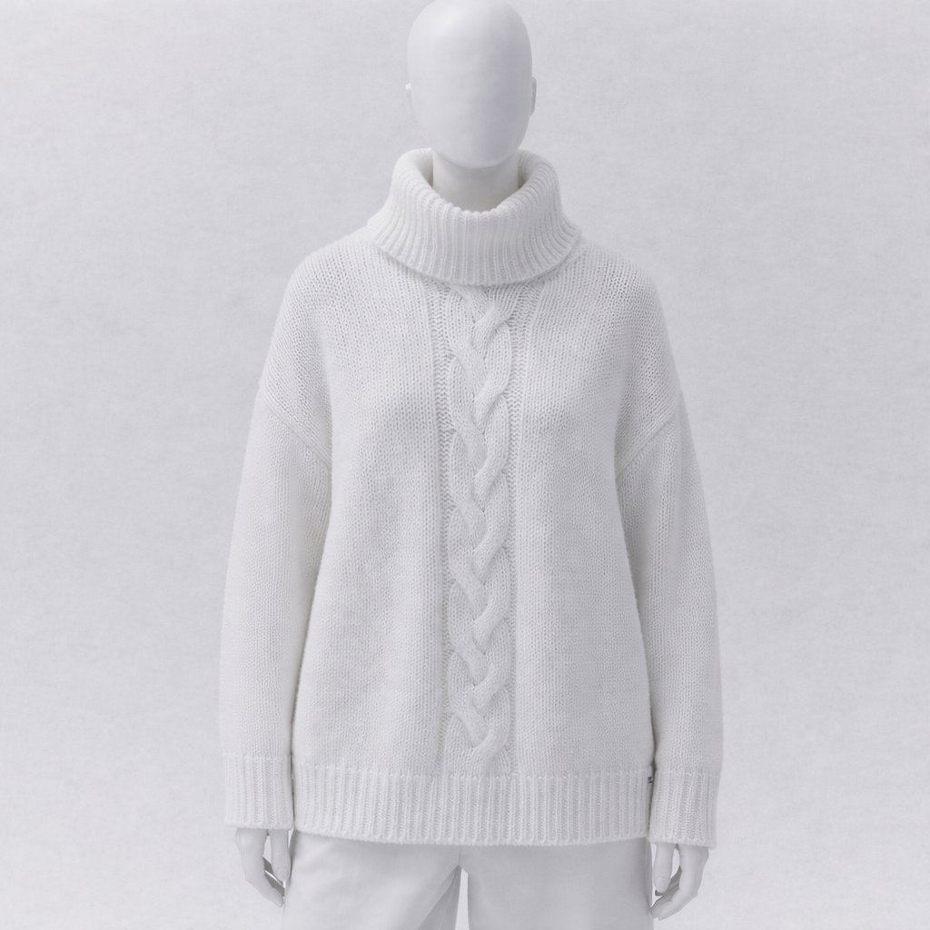 Herno White Cashmere Turtleneck Sweater Jumper Size I 38 XS ladies