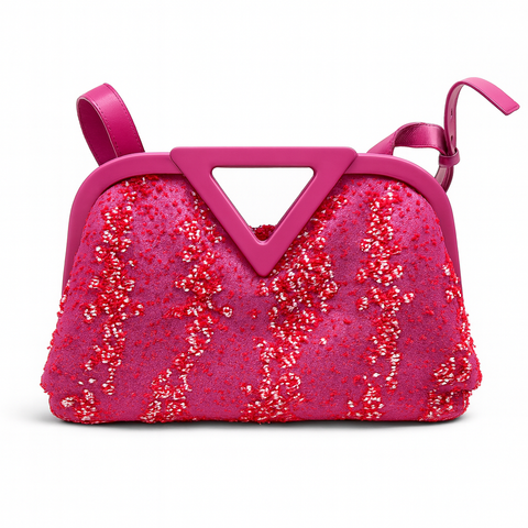 Bottega Veneta Pink Boucle Tweed Point Shoulder Bag Handbag ladies