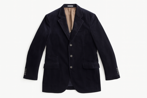 BRUNELLO CUCINELLI NAVY BROWN CORDUROY BLAZER JACKET SIZE 48 MEN