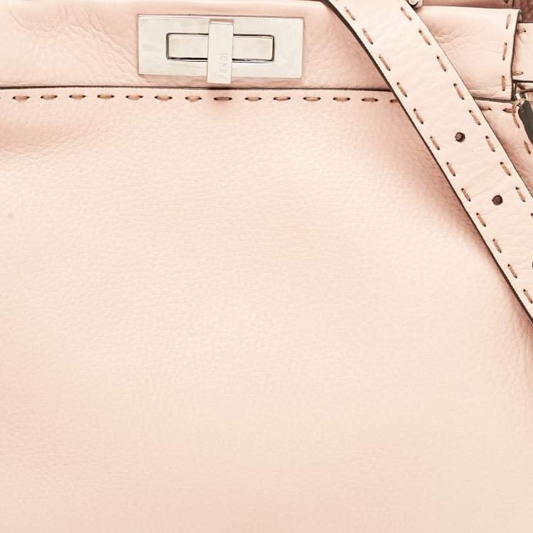 Fendi Pink Selleria Leather Mini Peekaboo Top Handle Bag Handbag ladies