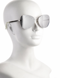 Chanel Silver/Black 4218 Mirror Quilted Rimless Aviator Pilot Sunglasses ladies
