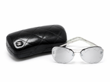 Chanel Silver/Black 4218 Mirror Quilted Rimless Aviator Pilot Sunglasses ladies