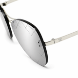 Chanel Silver/Black 4218 Mirror Quilted Rimless Aviator Pilot Sunglasses ladies