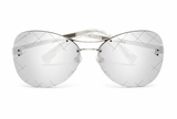 Chanel Silver/Black 4218 Mirror Quilted Rimless Aviator Pilot Sunglasses ladies