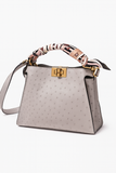 Fendi Small Peekaboo ISeeU Grey Ostrich Silver Hardware Bag Handbag Ladies