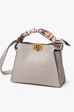 Fendi Small Peekaboo ISeeU Grey Ostrich Silver Hardware Bag Handbag Ladies