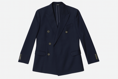 Dolce & Gabbana Men's Blue Taormina Unlined Light Wool Blazer With Double-Breasted Design Size I 48 Men