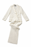 WEEKEND MAX MARA WHITE LINEN PANTSUIT SUIT SIZE I42 UK 10 US 8 LADIES