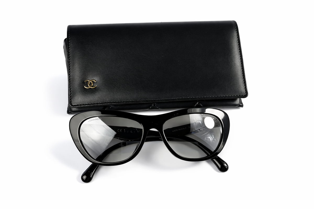 CHANEL Acetate Crystals CC Butterfly Sunglasses 71417A Black LADIES