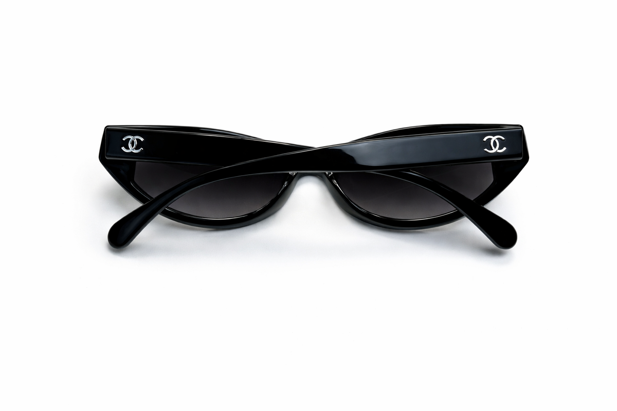Chanel 2025 Acetate Oval Sunglasses 5415 Black ladies