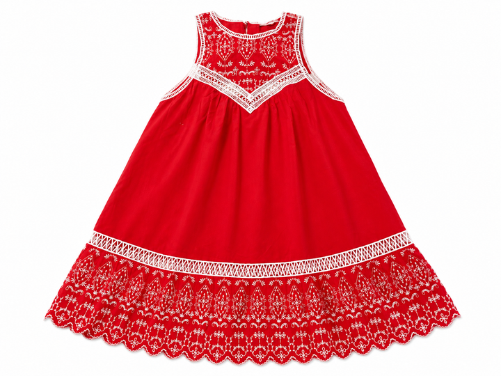 Ermanno Scervino Red Embroidered Dress size I 42 M medium ladies