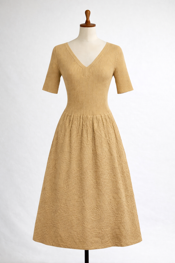 M Missoni V-neck Knit Beige dress size I 42 UK 10 US 6 ladies