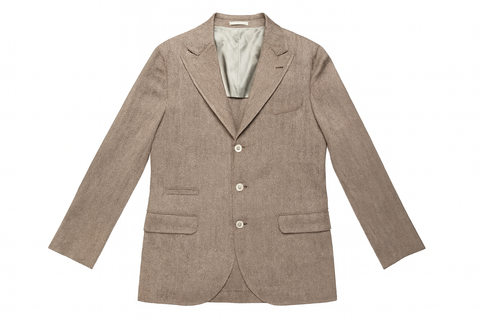 Brunello Cucinelli Herringbone Brown Silk Blazer Jacket size 48 men