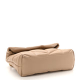 YSL Saint Laurent Lambskin Quilted Small Loulou Puffer Monogram Chain Satchel Beige Ladies