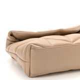 YSL Saint Laurent Lambskin Quilted Small Loulou Puffer Monogram Chain Satchel Beige Ladies