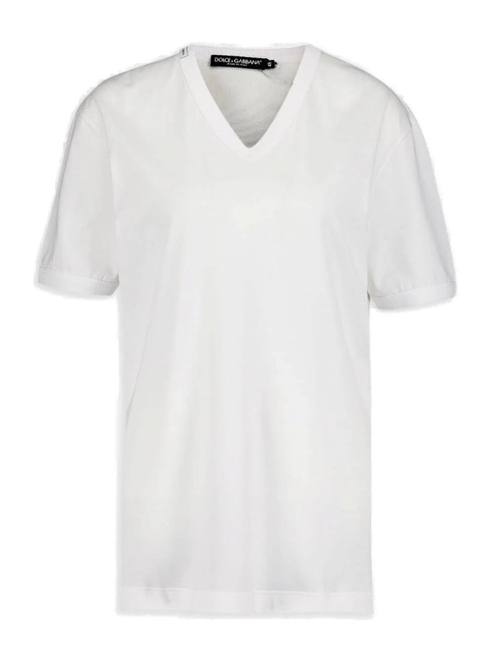 Dolce & Gabbana V-Neck T-Shirt in white size 50 men