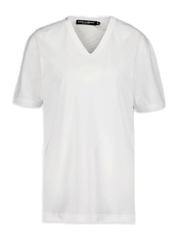 Dolce & Gabbana V-Neck T-Shirt in white size 50 men