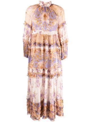 Zimmermann Rosa Frill Midi Dress in Silk Size 1 S small Ladies