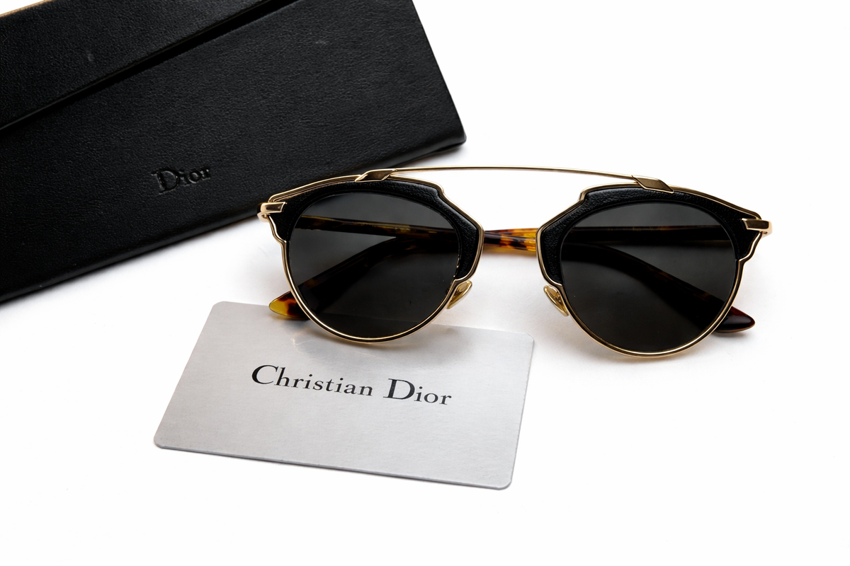 CHRISTIAN DIOR Tortoise Shell Acetate And Goldtone Metal So Real Brow Bar Sunglasses ladies
