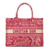 Christian Dior Canvas Embroidered Medium Dioriviera Toile De Jouy Book Tote Raspberry Pink Bag Handbag ladies