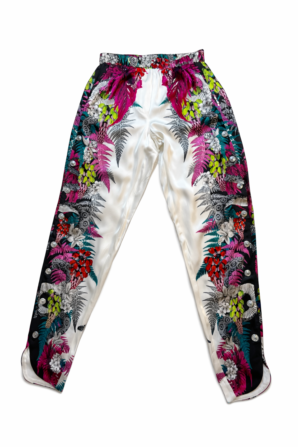 Tropical print silky pants trousers size S small ladies