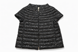 HERNO Sequin Short-Sleeve Down Feather Puffer Jacket Size I 42 ladies