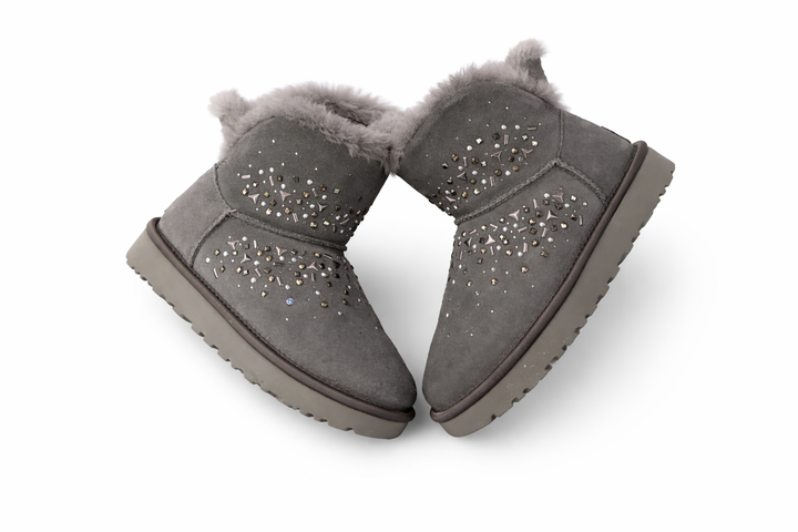 UGG CLASSIC GALAXY BLING MINI CHARCOAL SHEARLING LINE BOOTS US 6 UK 4 EU 37 ladies