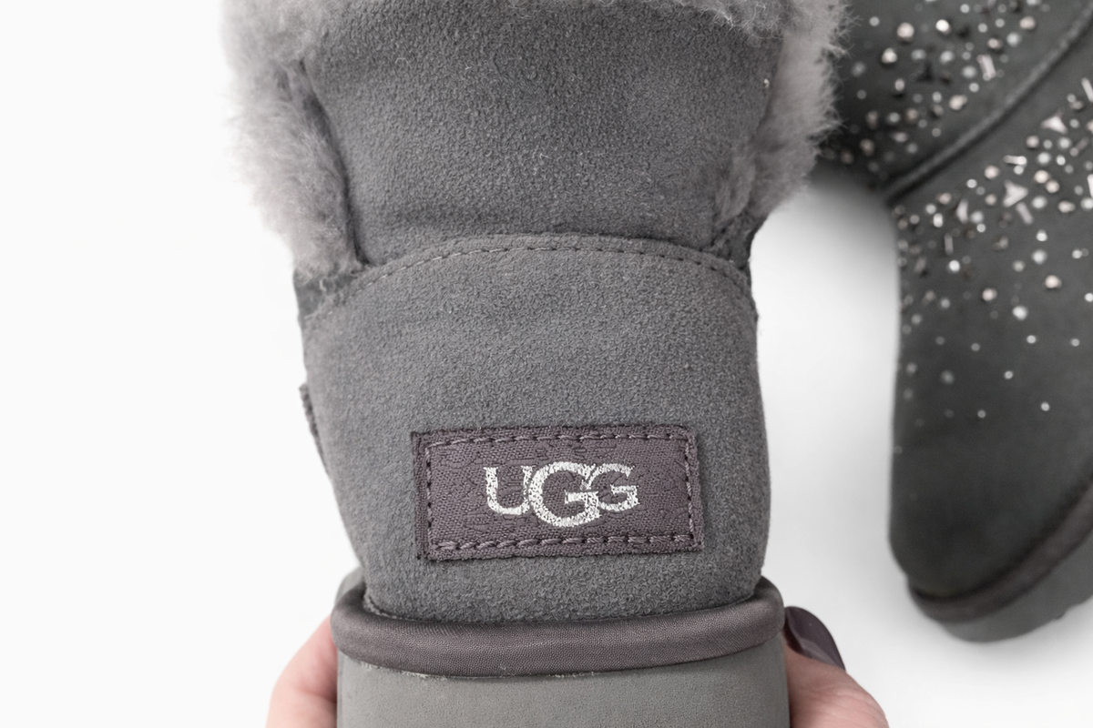 UGG CLASSIC GALAXY BLING MINI CHARCOAL SHEARLING LINE BOOTS US 6 UK 4 EU 37 ladies
