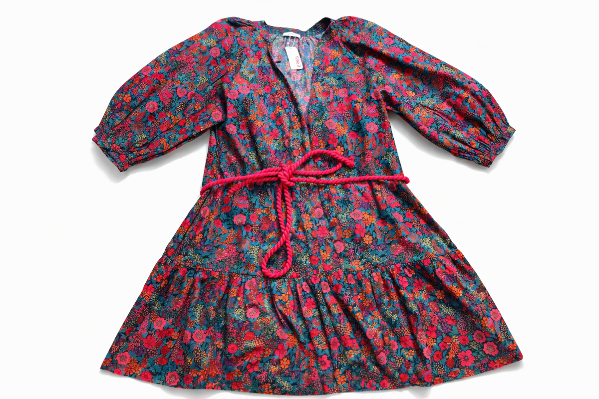 Eres Liberty Fabric Floral Printed Belted Dress Coat Size S small ladies