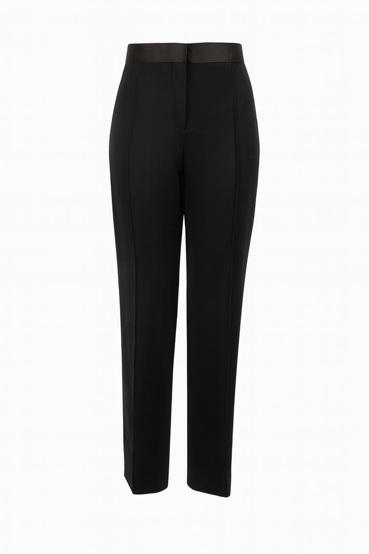 Celiné Iconic CELINE WOOL TUXEDO PANTS BLACK STRAIGHT LEG SIZE F 42 ladies