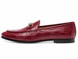 Gucci Jordan loafers in burgundy leather with embossed GG logo shoes size 38 1/2 ladies
