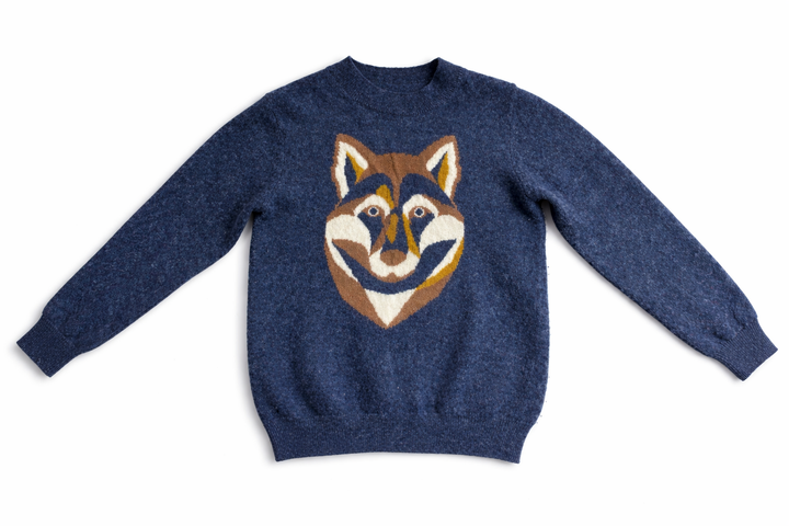 IL GUFO BOYS RIB KNIT WOLF INTARSIA KNIT JUMPER SWEATER 4 YEARS BOYS CHILDREN