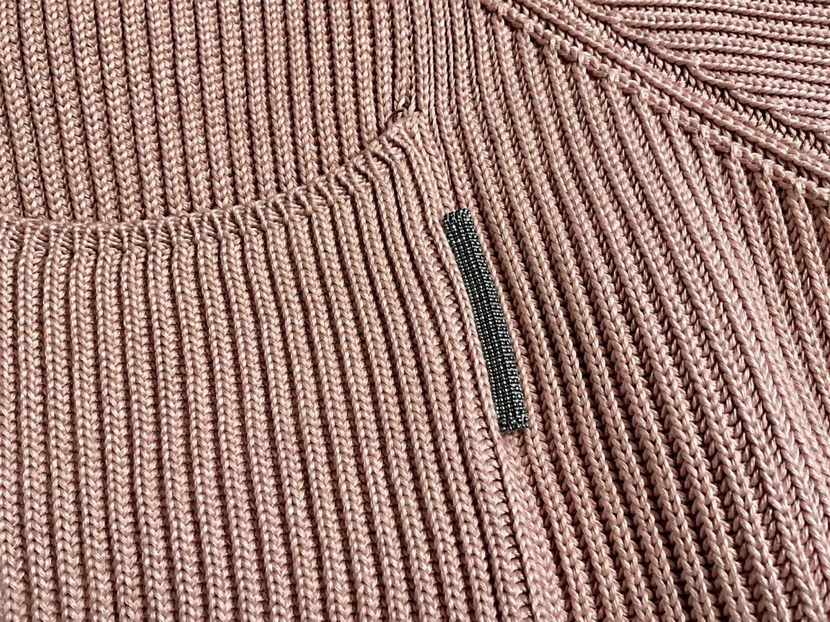 Brunello Cucinelli Dusty Pink Monili Embellished Ribbed Cotton Jumper – Size L ladies