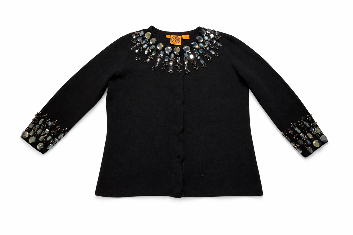 Tory Burch navy merino wool knit cardigan size S small ladies