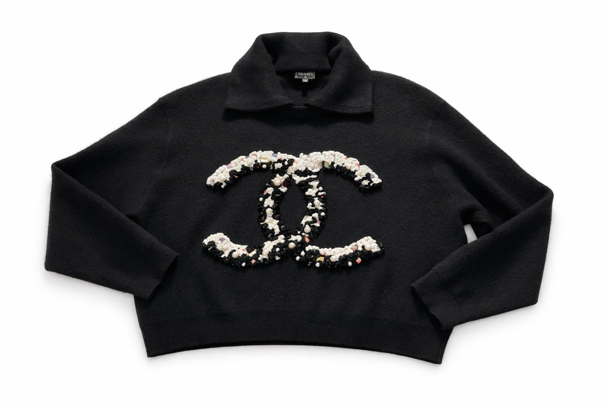 CHANEL Neige CC Pearl Cashmere Sweater Jumper P73253K10535 Size 50 ladies