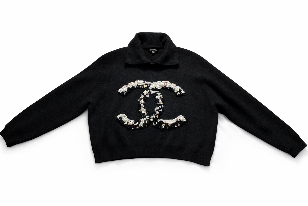 CHANEL Neige CC Pearl Cashmere Sweater Jumper P73253K10535 Size 50 ladies