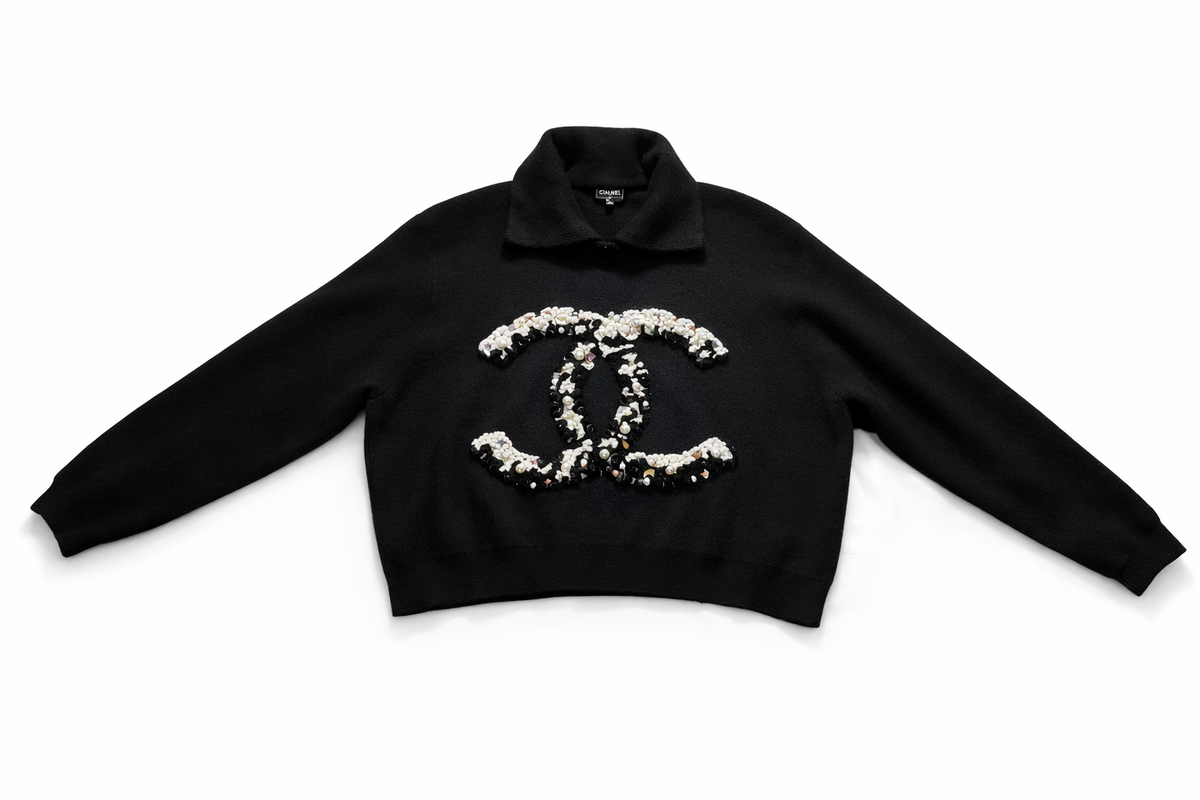 CHANEL Neige CC Pearl Cashmere Sweater Jumper P73253K10535 Size 50 ladies