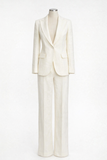 WEEKEND MAX MARA WHITE LINEN PANTSUIT SUIT SIZE I42 UK 10 US 8 LADIES