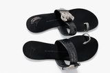 Giuseppe Zanotti Leather Crystals Embellished Slides Sandals Size 36.5 ladies