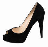 Christian Louboutin Black Suede Peep Toe Pumps – EU 36 ladies