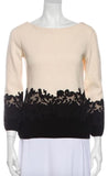 Tory Burch colorblock bateau neckline sweater jumper black cream lace size M medium ladies