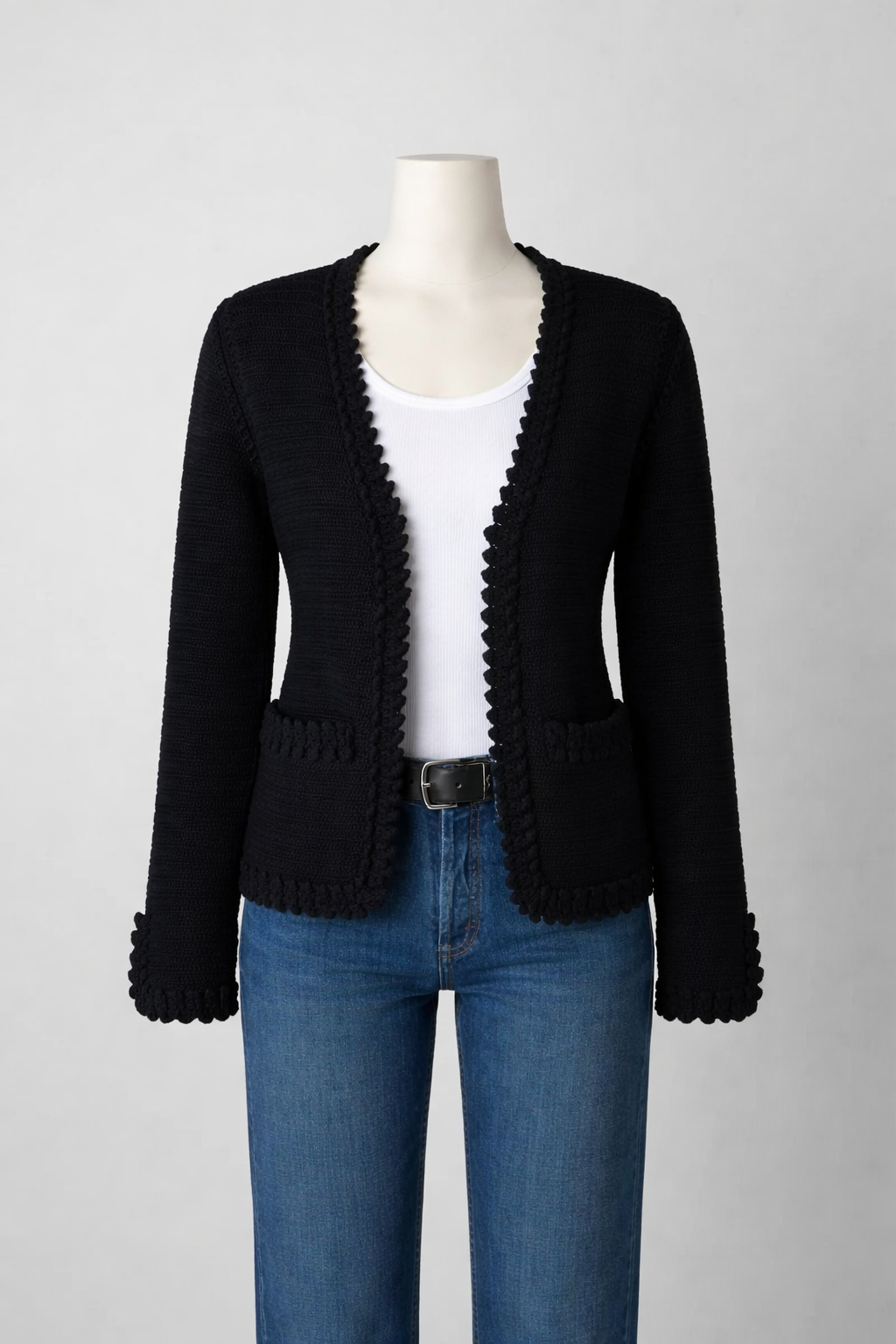 Zadig & Voltaire Marty black cotton knit cardigan sweater blazer size S small ladies