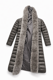 Max Mara the Cube Long Puffer Fur Trim Jacket Coat size I 40 F 38 US 6 ladies