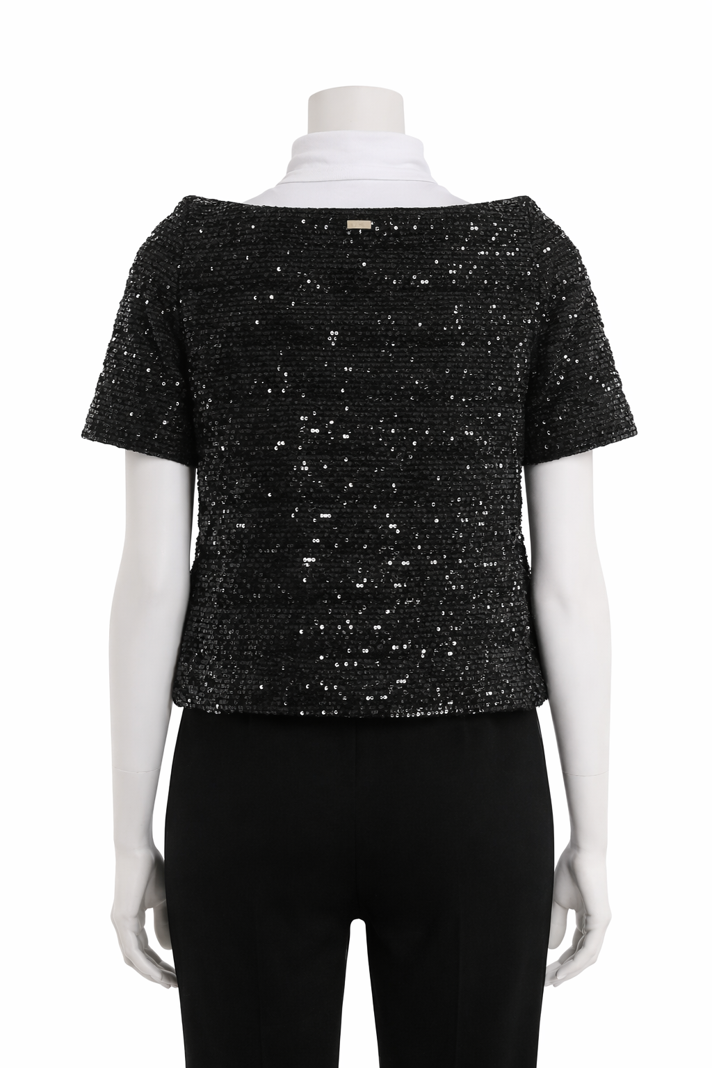 HERNO Sequin Short-Sleeve Down Feather Puffer Jacket Size I 42 ladies