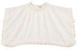 100% Capri White Linen Oversized Ruffle Top ladies