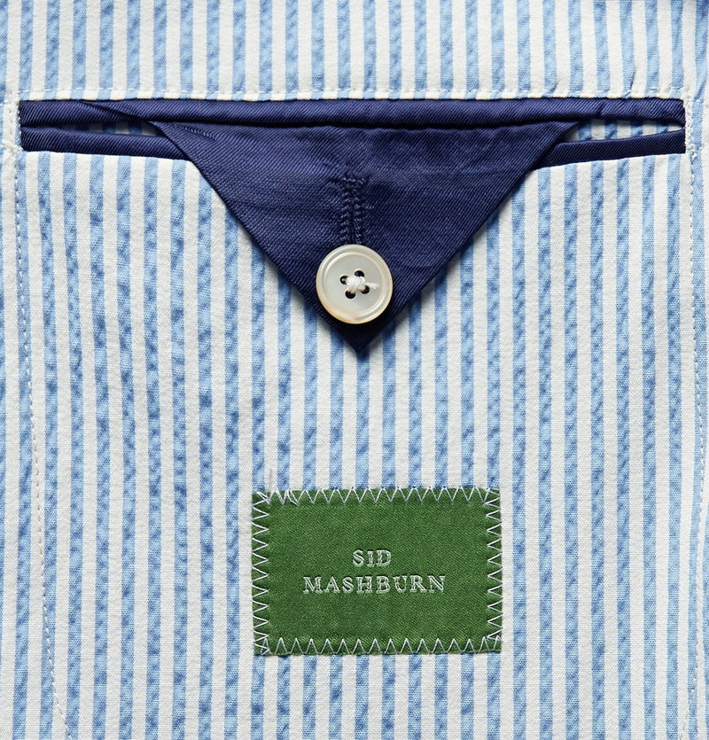 Sid Mashburn -Slim-Fit Striped Cotton-Seersucker Blazer - Blue & White Jacket size 50R men