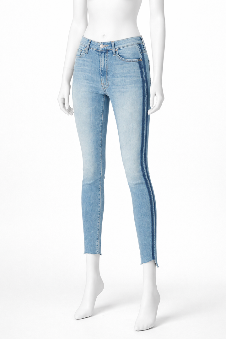 MOTHER The Stunner Zip Ankle Step Fray In Light Kitty Racer Jeans size 26 ladies