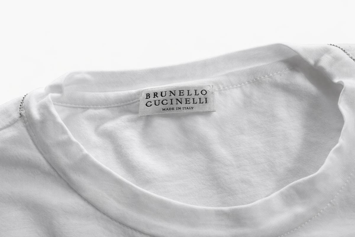 Brunello Cucinelli White Cotton Monili-Detail Top Size S small ladies