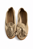 Fratelli Rossetti Green Side Nude Suede Leather Loafers with Tassel Size 38 ladies